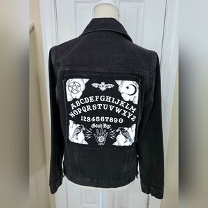 Black Denim Jack With Ouija Board On Back